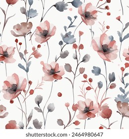 Sweet flower watercolor seamless pattern.soft pastel colors water color seamless pattern for beauty products or other.