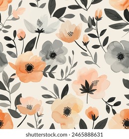 Sweet flower watercolor seamless pattern.soft pastel colors water color seamless pattern for beauty products or other.