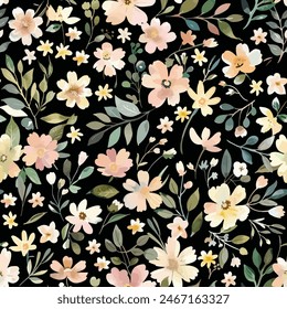 Sweet flower watercolor seamless pattern.soft pastel colors water color seamless pattern for beauty products or other.