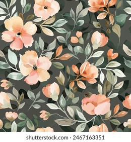 Sweet flower watercolor seamless pattern.soft pastel colors water color seamless pattern for beauty products or other.