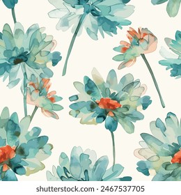 Sweet flower watercolor seamless pattern.soft pastel colors water color seamless pattern for beauty products or other.