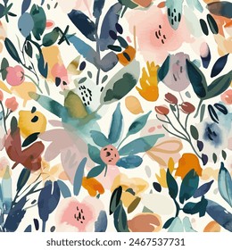 Sweet flower watercolor seamless pattern.soft pastel colors water color seamless pattern for beauty products or other.