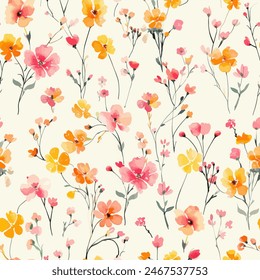 Sweet flower watercolor seamless pattern.soft pastel colors water color seamless pattern for beauty products or other.