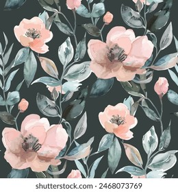 Sweet flower watercolor seamless pattern.soft pastel colors water color seamless pattern for beauty products or other.