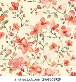 Sweet flower watercolor seamless pattern.soft pastel colors water color seamless pattern for beauty products or other.