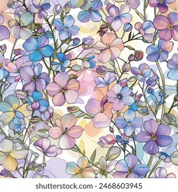 Sweet flower watercolor seamless pattern.soft pastel colors water color seamless pattern for beauty products or other.