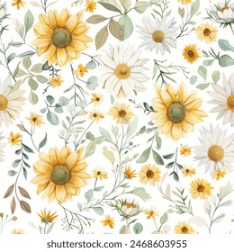 Sweet flower watercolor seamless pattern.soft pastel colors water color seamless pattern for beauty products or other.