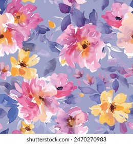 Sweet flower watercolor seamless pattern.soft pastel colors water color seamless pattern for beauty products or other.