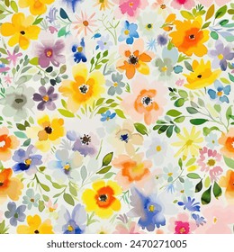 Sweet flower watercolor seamless pattern.soft pastel colors water color seamless pattern for beauty products or other.