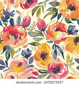 Sweet flower watercolor seamless pattern.soft pastel colors water color seamless pattern for beauty products or other.