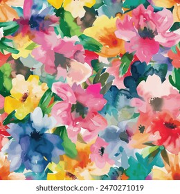 Sweet flower watercolor seamless pattern.soft pastel colors water color seamless pattern for beauty products or other.