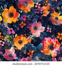 Sweet flower watercolor seamless pattern.soft pastel colors water color seamless pattern for beauty products or other.