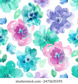 Sweet flower watercolor seamless pattern.soft pastel colors water color seamless pattern for beauty products or other.