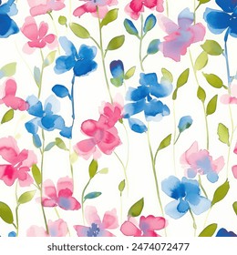 Sweet flower watercolor seamless pattern.soft pastel colors water color seamless pattern for beauty products or other.