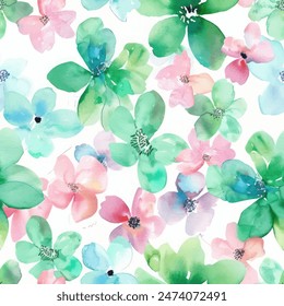 Sweet flower watercolor seamless pattern.soft pastel colors water color seamless pattern for beauty products or other.