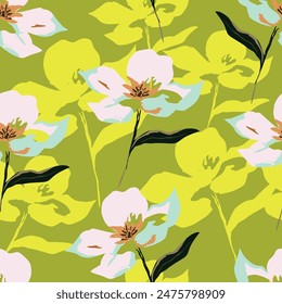 Sweet flower watercolor seamless pattern.soft pastel colors water color seamless pattern for beauty products or other.