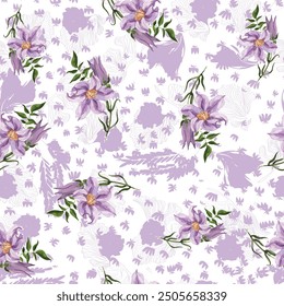Sweet flower watercolor seamless pattern.soft pastel colors water color seamless pattern for beauty products or other.
