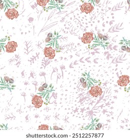 Sweet flower watercolor seamless pattern.soft pastel colors water color seamless pattern for beauty products or other.