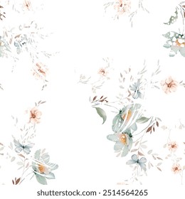 Sweet flower watercolor seamless pattern.soft pastel colors water color seamless pattern for beauty products or other.
