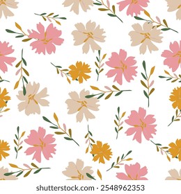 Sweet flower watercolor seamless pattern.soft pastel colors water color seamless pattern for beauty products or other.