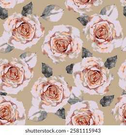 Sweet  flower watercolor seamless pattern.soft pastel colors watercolor seamless pattern for beauty products or other.