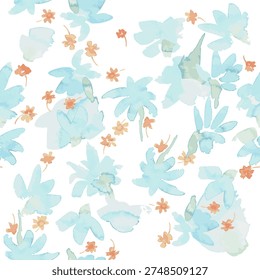 Sweet  flower watercolor seamless pattern.soft pastel colors watercolor seamless pattern for beauty products or other.