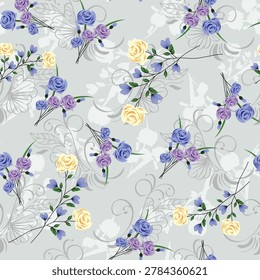Sweet flower watercolor seamless pattern.soft pastel colors water color seamless pattern for beauty products or other.