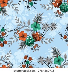 Sweet flower watercolor seamless pattern.soft pastel colors water color seamless pattern for beauty products or other.