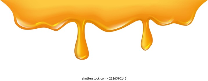 Sweet flowing honey on white background, realistic vector illustration