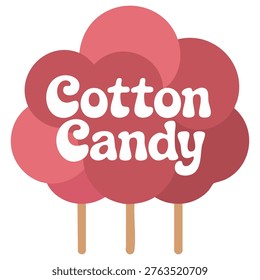 Sweet fluffy cotton candy vector illustration for fairground or dessert themes isolated on white background