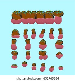 Sweet font character set with, vector illustration