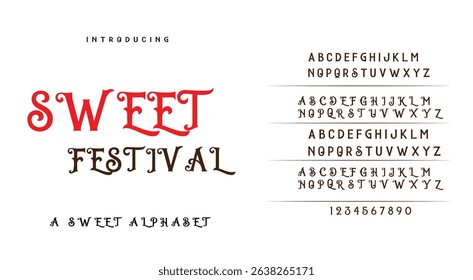 Sweet Font Uppercase Lowercase and Number. Classic Lettering Minimal Fashion Designs. Typography modern serif fonts regular decorative vintage concept. vector illustration	