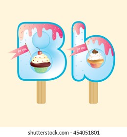 Sweet font vector. Letter B