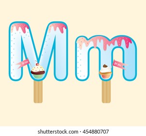 Sweet font vector. Letter M