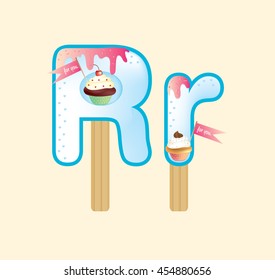 Sweet font vector. Letter R