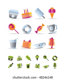 Sweet food and confectionery icons - vector icon set
