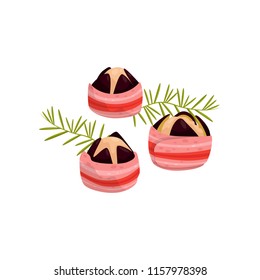 Sweet food creamy cupcake with fig fruit vector Illustration on a white background