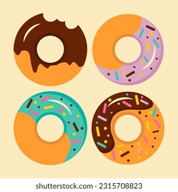 Sweet food. Cupcake, cake, donuts and jelly or candy. Summer food icons chocolate illustration