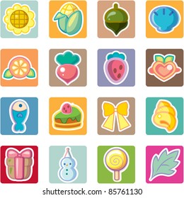 sweet food and drink icons set