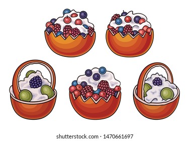 Sweet food hand drawn vector doodles illustration. Funny elements and objects. Cartoon background
