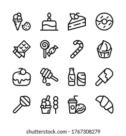 sweet food icon set collection line art design editable stroke