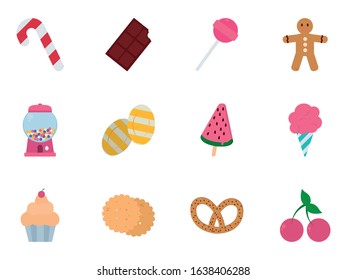 Sweet food icon set design, dessert delicious sugar snack and tasty theme Vector illustration