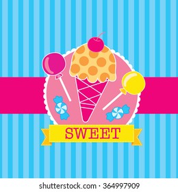 Sweet food icons background vector