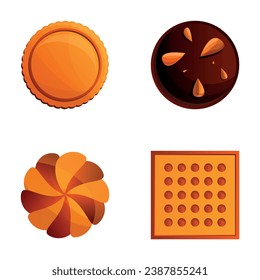 Sweet food icons set cartoon vector. Different cookie. Homemade dessert