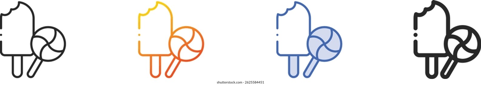 sweet food icon.Thin Linear, Gradient, Blue Stroke and bold Style Design Isolated On White Background