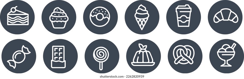 Sweet Food  outline icon set chocolate