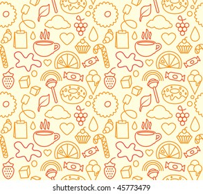 Sweet food seamless background. Vector