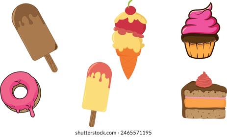 Sweet food vector icon set