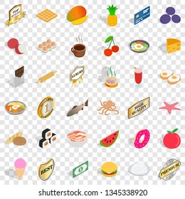 Sweet foodicons set. Isometric style of 36 sweet food vector icons for web for any design