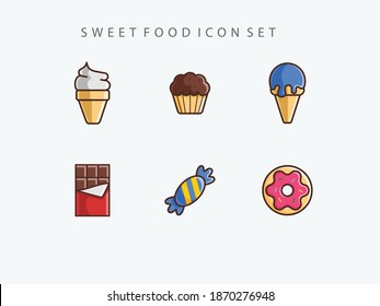 Sweet Foods Filled Color Icon Set - Fast Food Icon Set Vector Illustration Design.